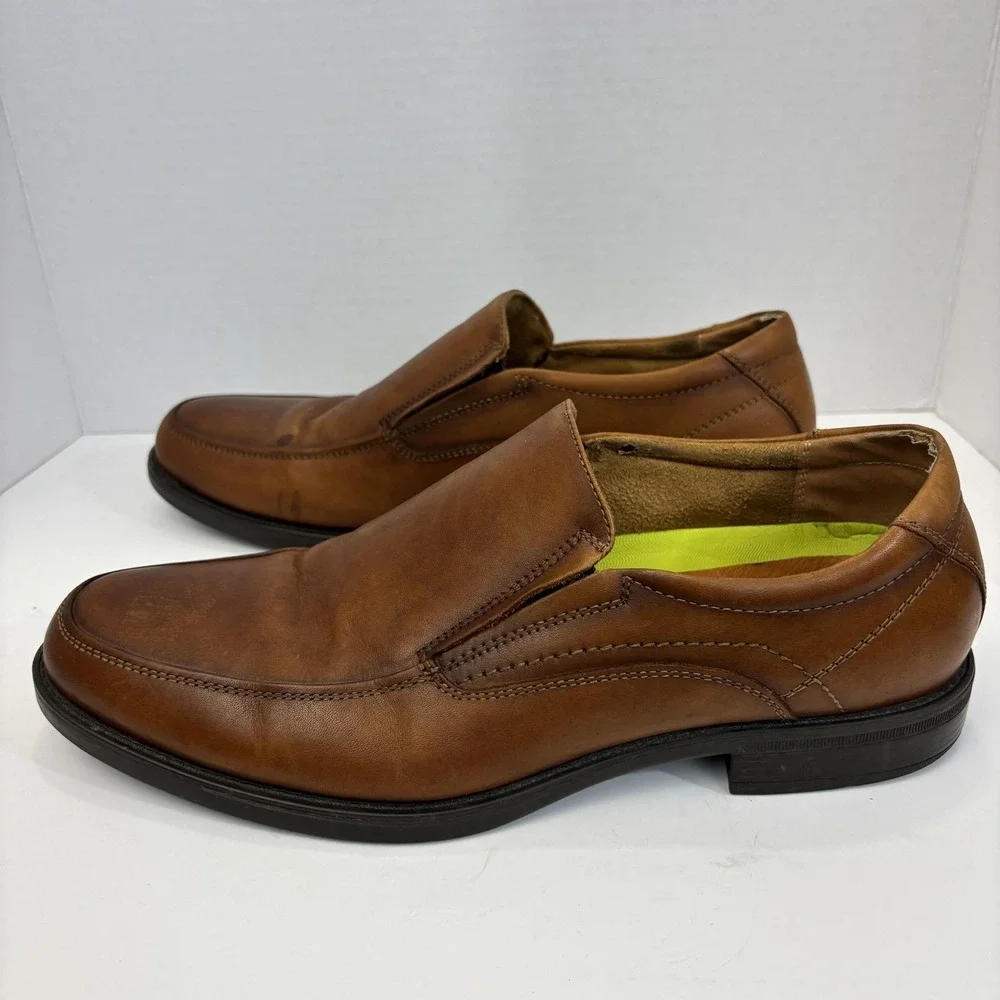 Florsheim Comfortech Slip On Oxford Dress Shoes Men 10.5 Brown Leather Ortholite